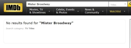 Mister Broadway iMDB search 2016-0507